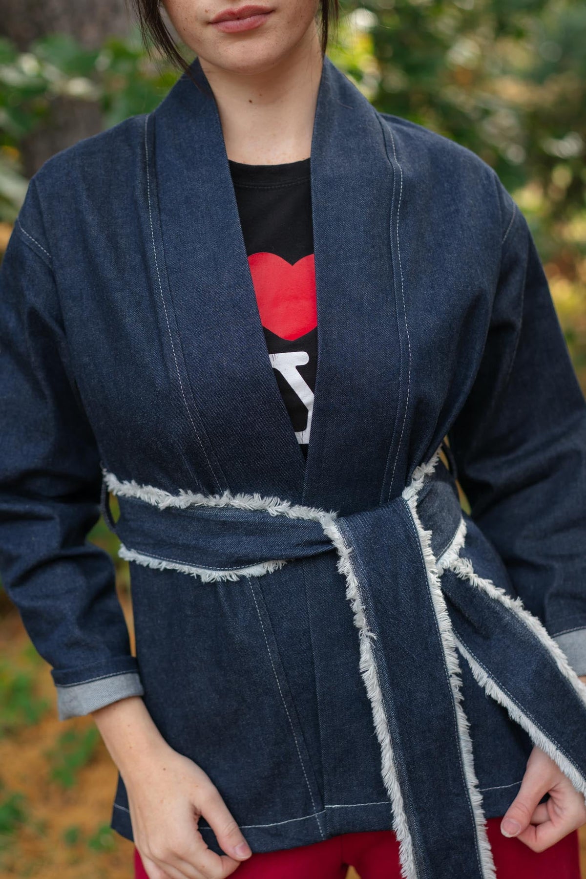 Composition Cardigan in Cone Denim