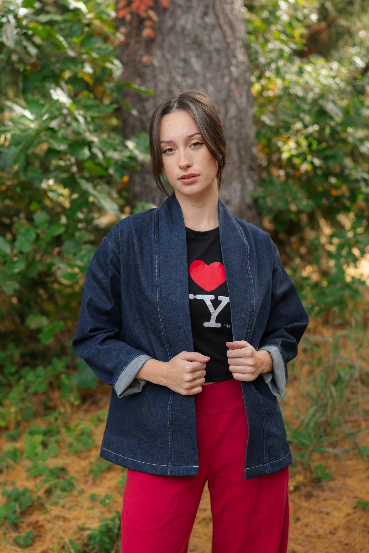 Composition Cardigan in Cone Denim
