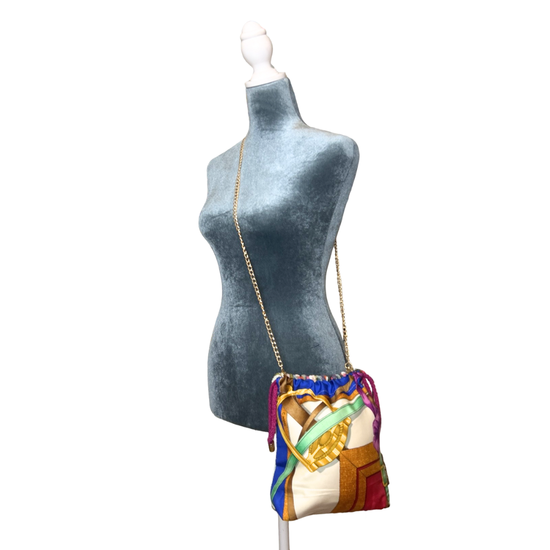 Grand Manege Vintage Scarf Drawstring Crossbody Bag