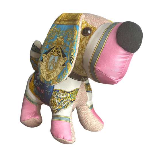 Qu'Importe le Flacon Vintage Silk Scarf Patchwork Puppy