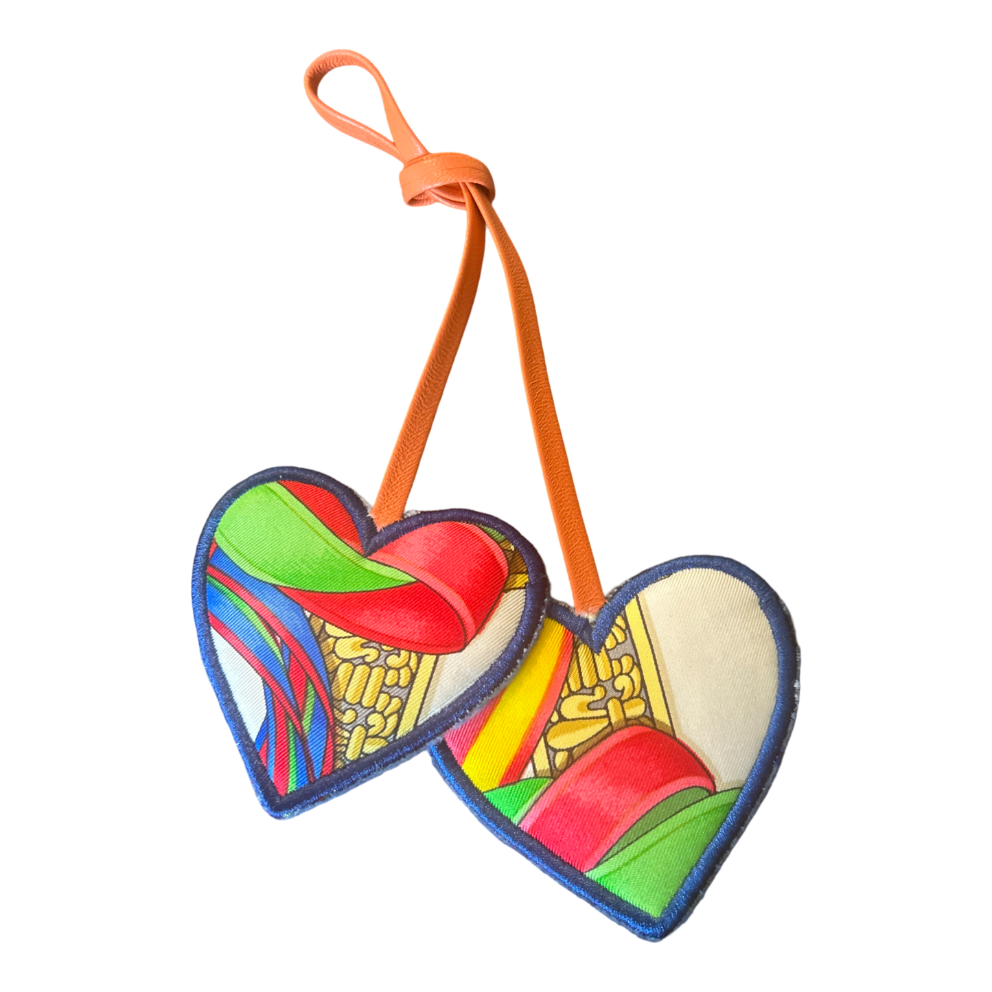 Rubans du Cheval Fuchsia Scarf Double Heart Bag Charm