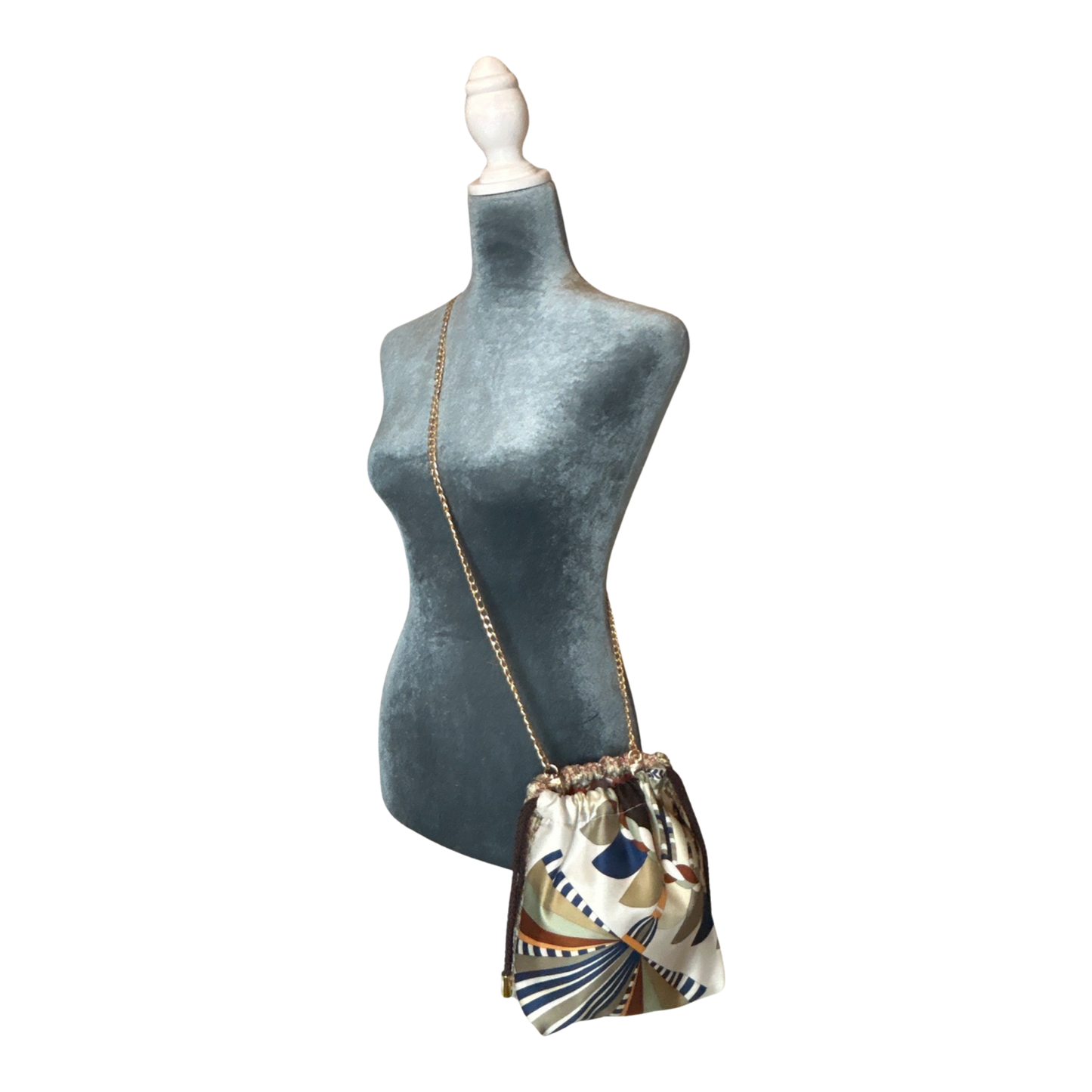 Haute Parure Vintage Scarf Drawstring Crossbody Bag