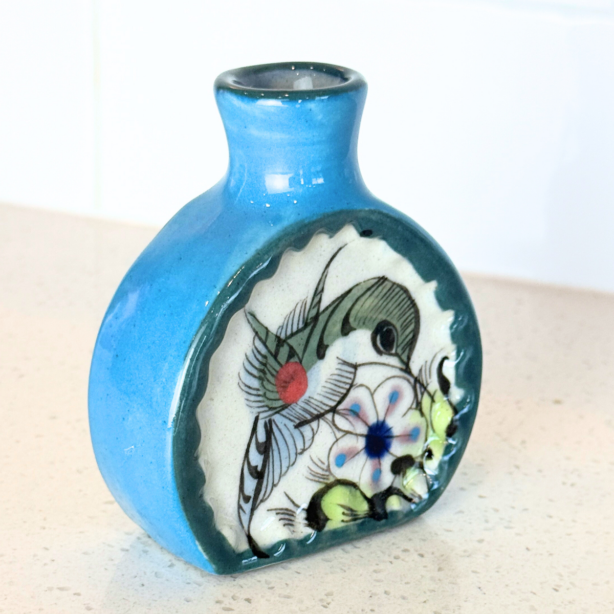 Hand-Painted Hummingbird Bud Vase