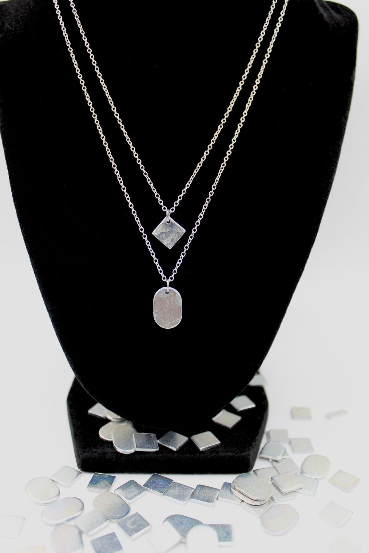 Layers Necklace | Salvaged Steel Auto Part | Sterling Silver Two-Strand Chain
