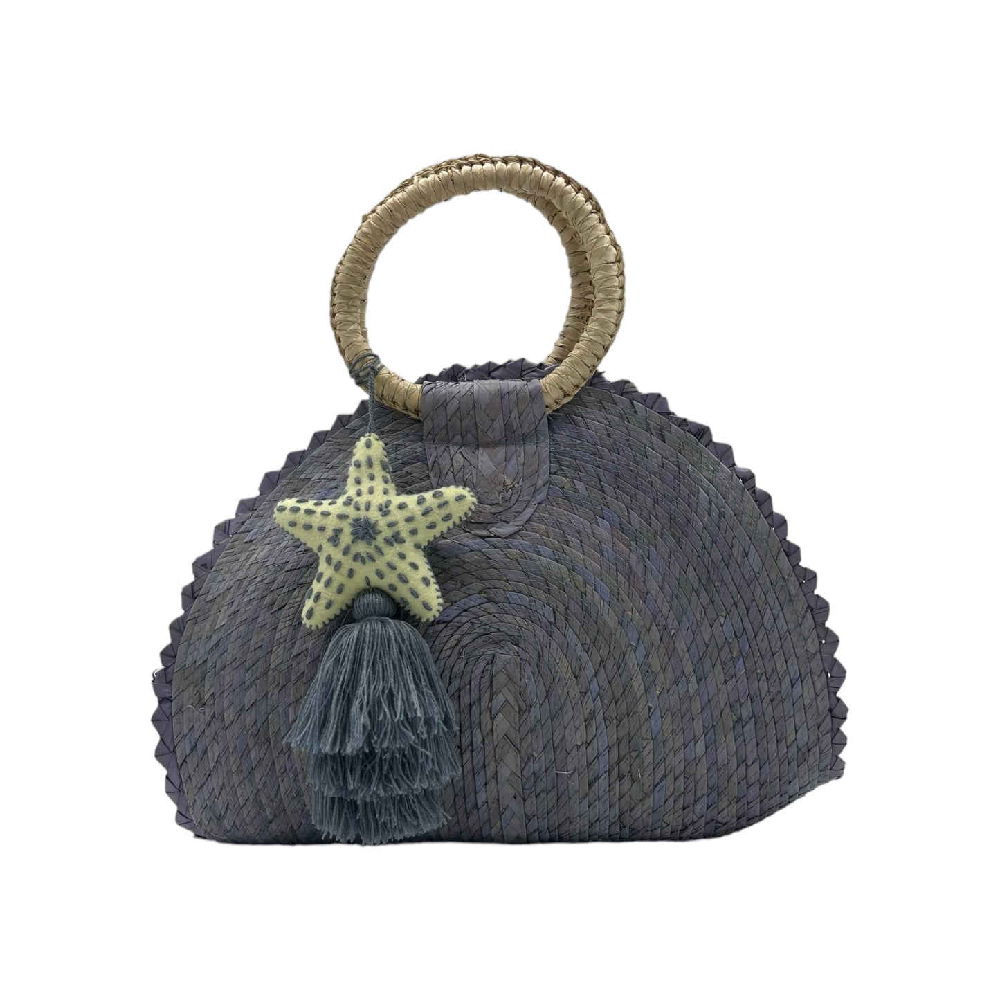 Hand Woven Crescent Purse with Pompon