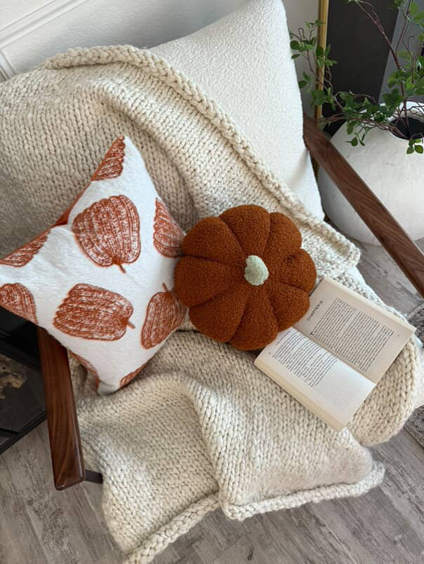 Sherpa Pumpkin & Ghost Pillow Set