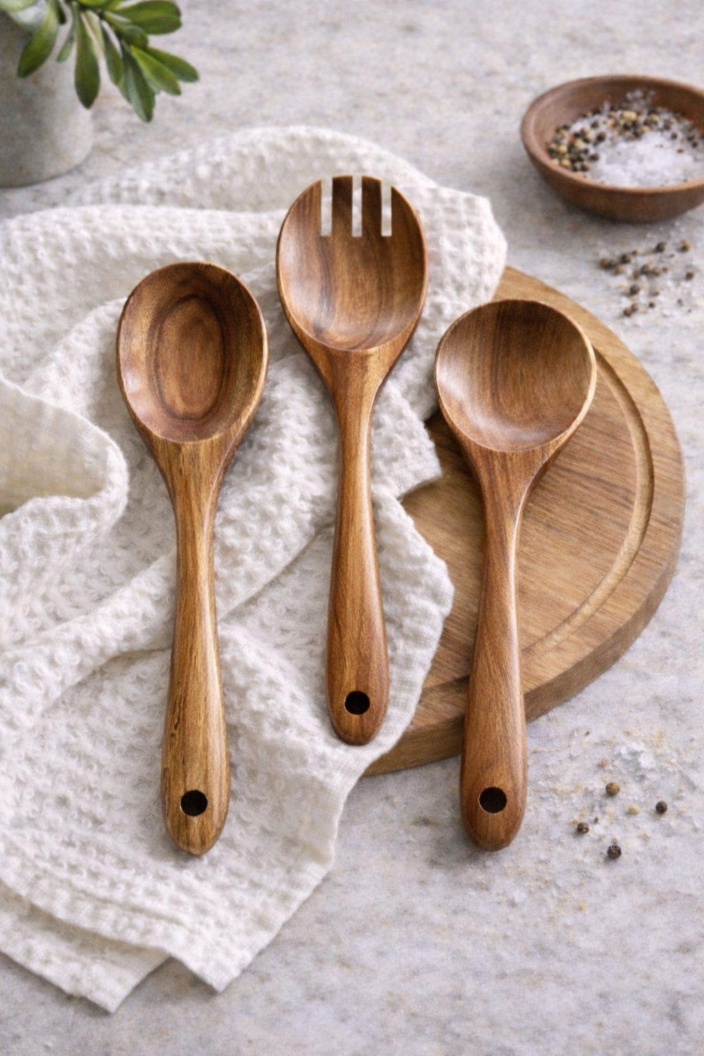 Teak Wooden Salad Spoons, Set of 3 - Osadia Concept Store
