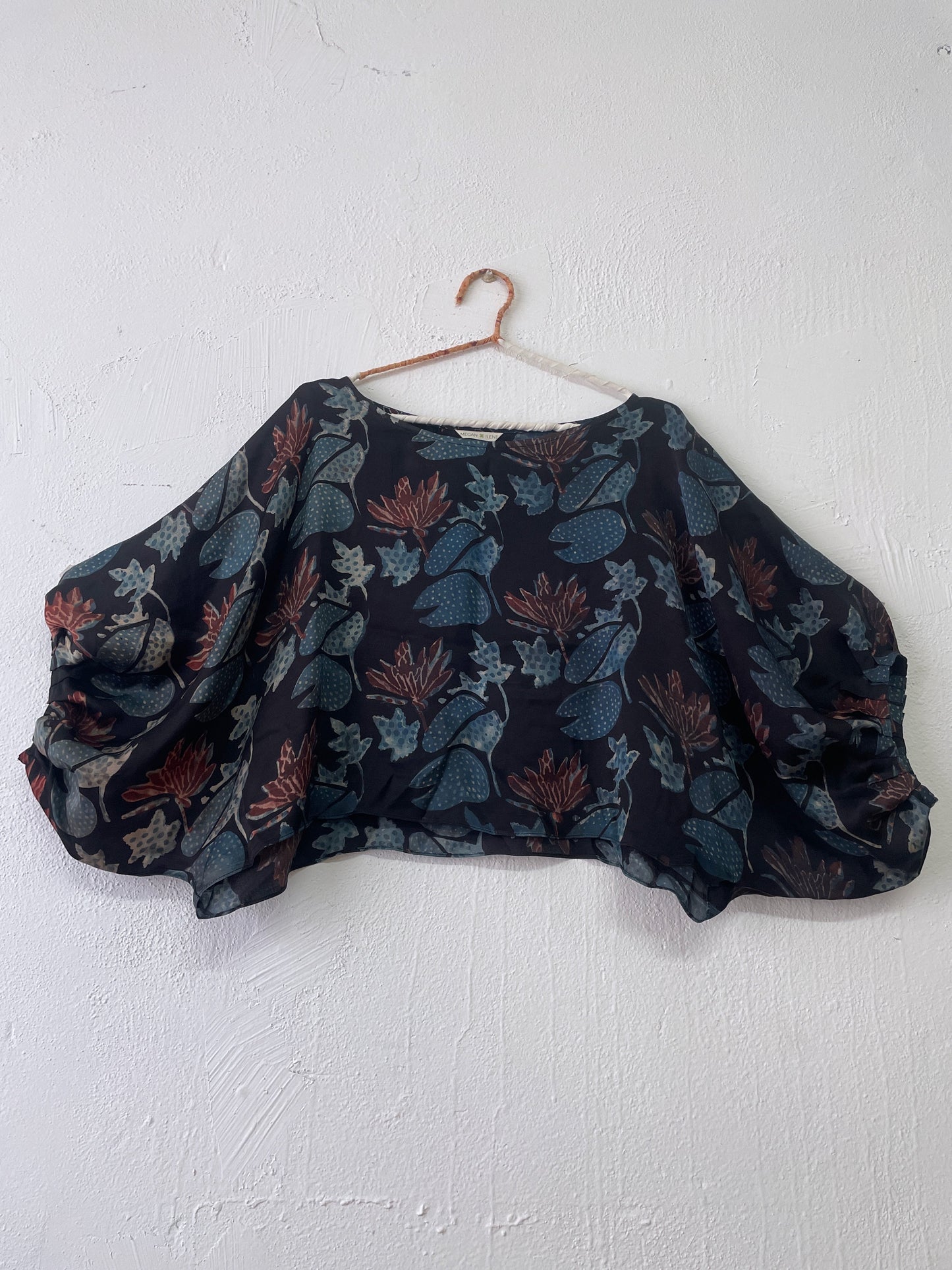 Block-Print Modal & Silk Crinkle Crop Blouse