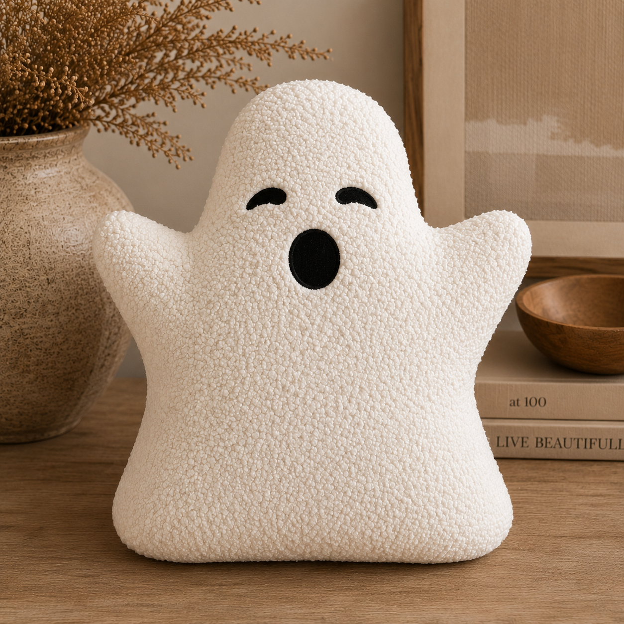 Sherpa Pumpkin & Ghost Pillow Set