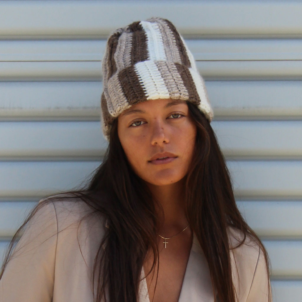 Alpaca Beanie - Natural Stripe