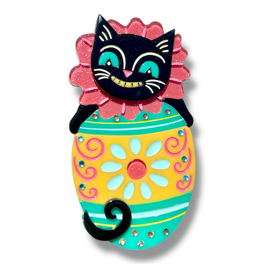 Eggcellent Black Cat Brooch Johanna Parker x Lipstick & Chrome - Osadia Concept Store