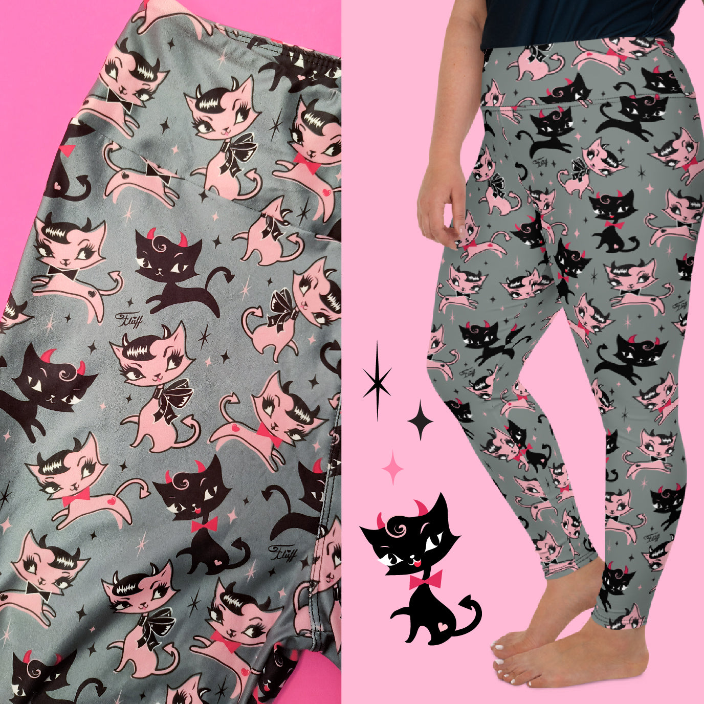 Bad Kitty Leggings by Miss Fluff x Lipstick & Chrome OS