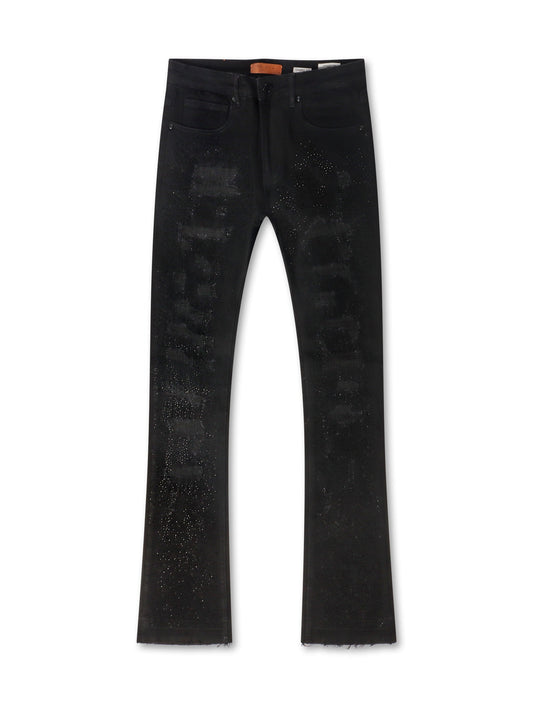 Waimea Rhinestone Stacked Fit Jeans - Jet Black
