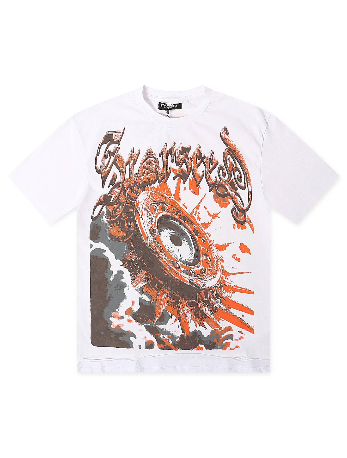 Starseed AI Angel Oversized Tee - White/Orange