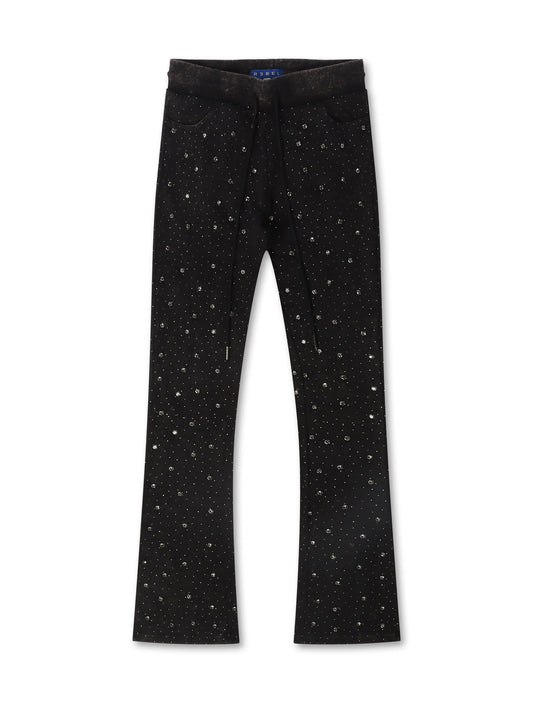 Rebel Denim Diamond Stacked Sweatpants - Ash Black