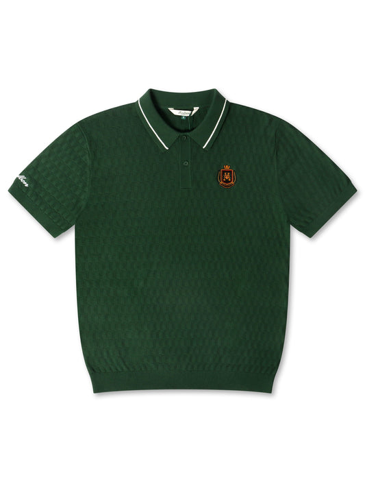 Malbon Crest Knit Polo - Myrtle