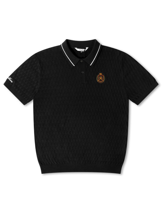 Malbon Crest Knit Polo - Black