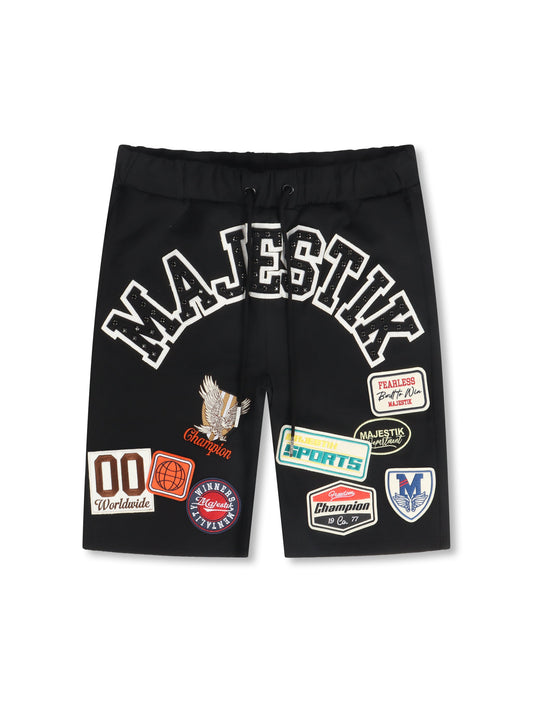 Majestik Pique Cut and Patch Shorts - Black