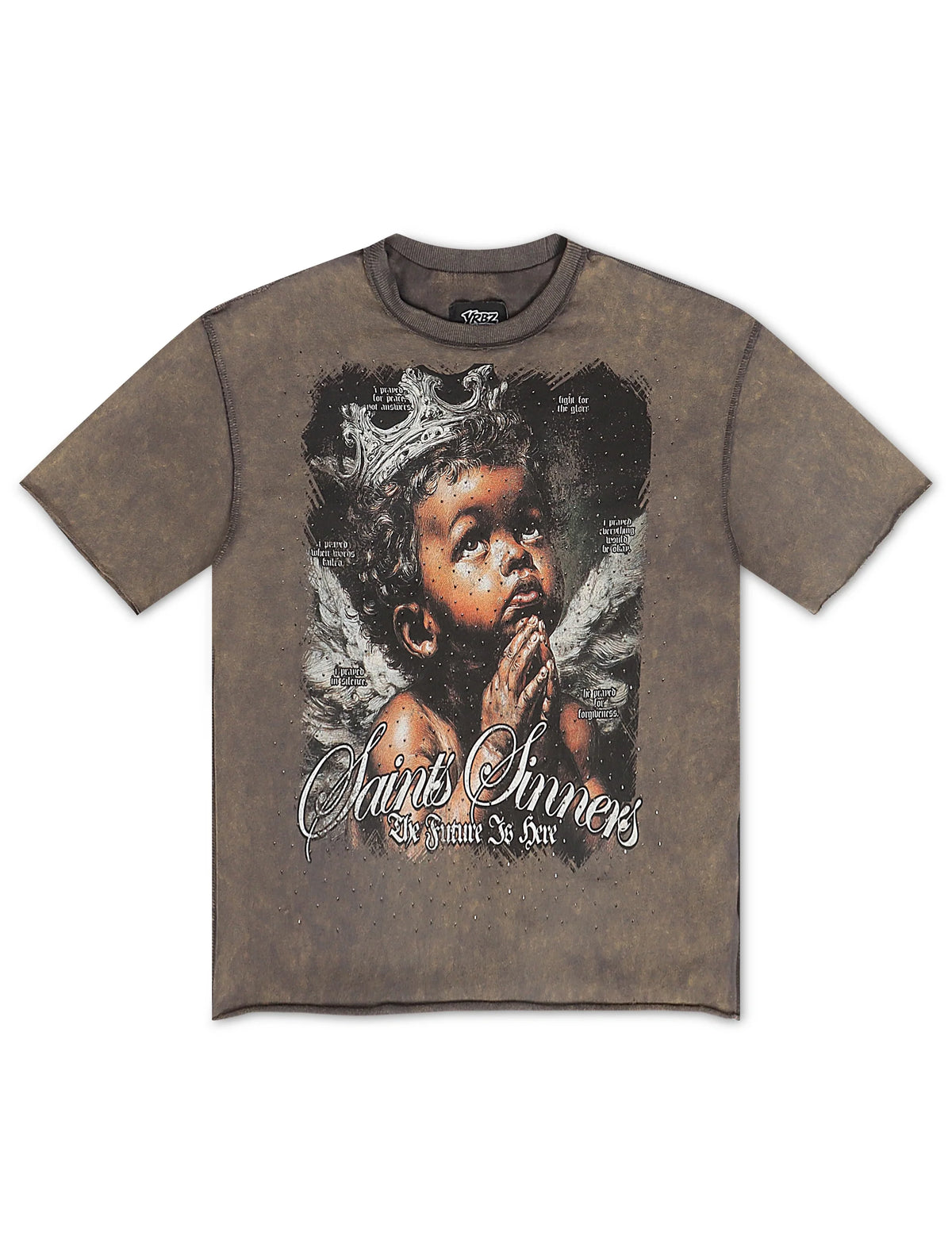 YRBZ Saints & Sinners Cropped Tee - Dark Grey