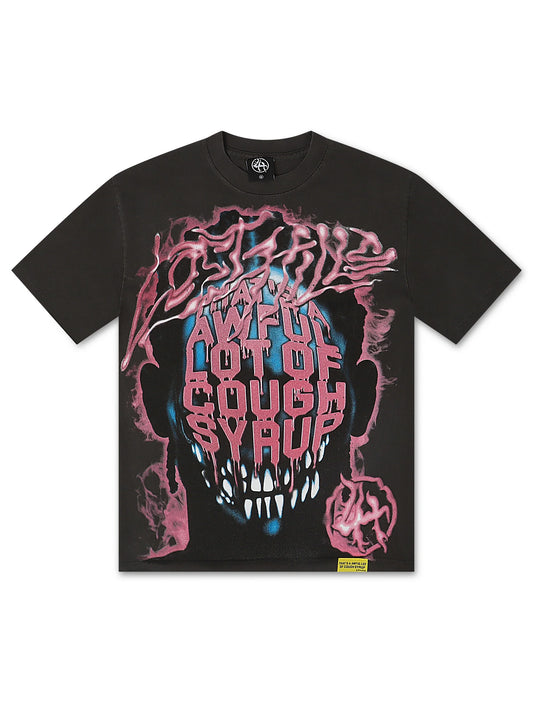 Lost Hills x ALOCS Graphic Tee - Charcoal/Pink