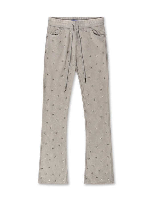 Rebel Denim Diamond Stacked Sweatpants - Grey