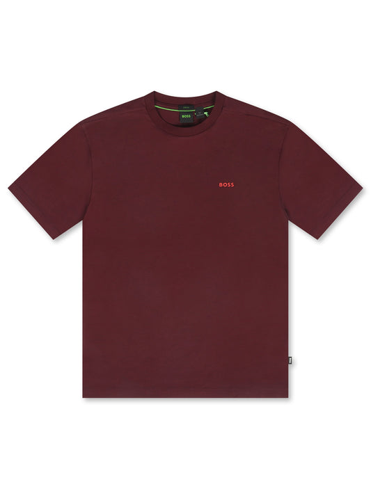 Boss Green Contrast Logo Tee - Burgundy