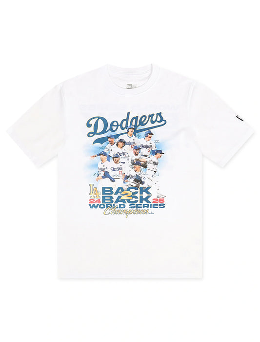 New Era LA Dodgers Back 2 Back Champs Tee - White