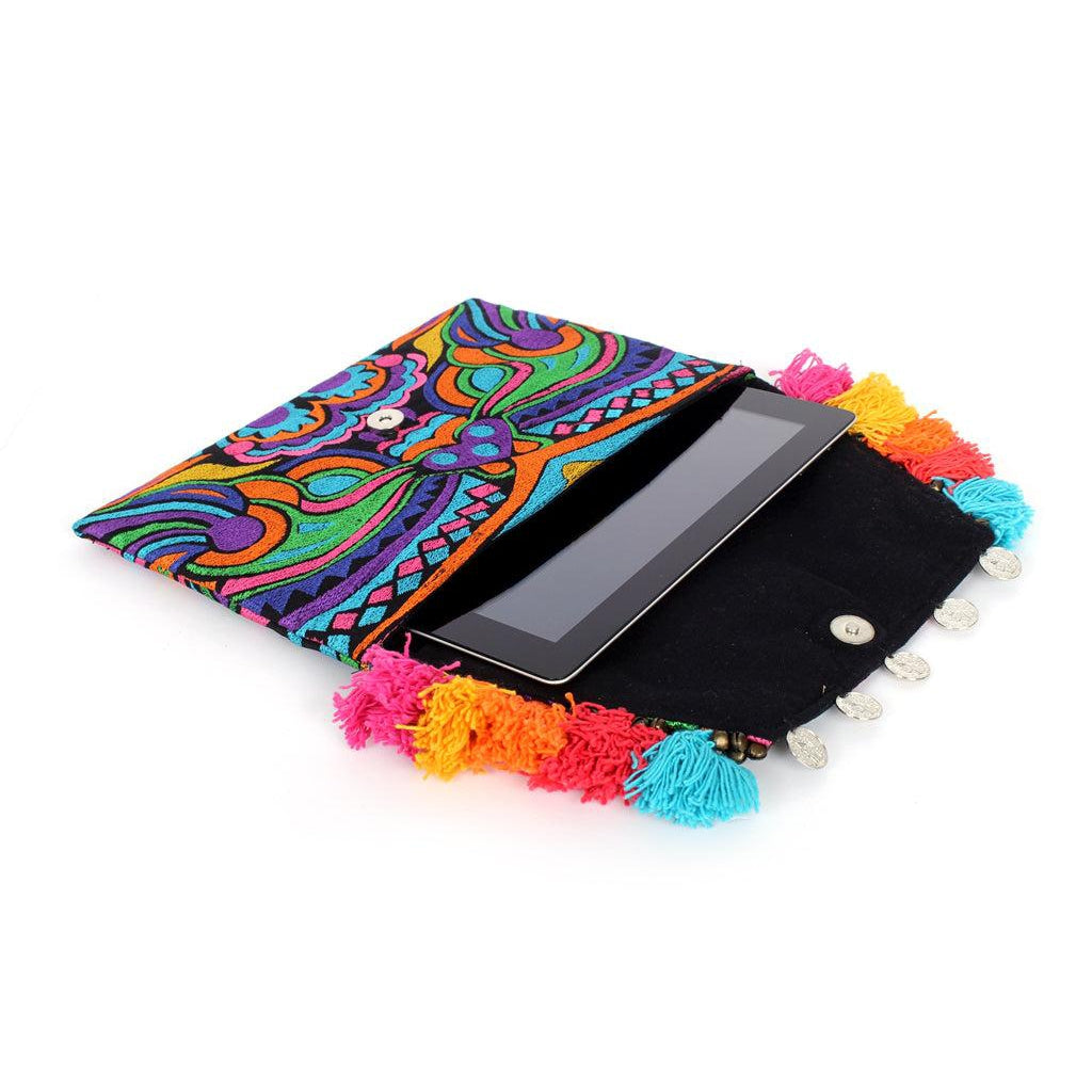 Embroidered Multi Tassel Clutch Bag | IPad Case - Thailand