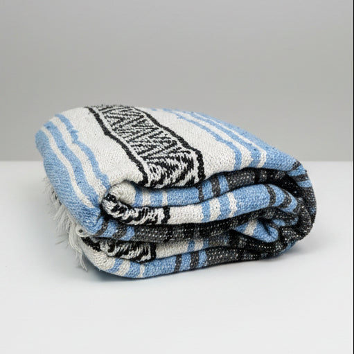 Light Blue Mexican Falsa Blanket | Bulk Savings