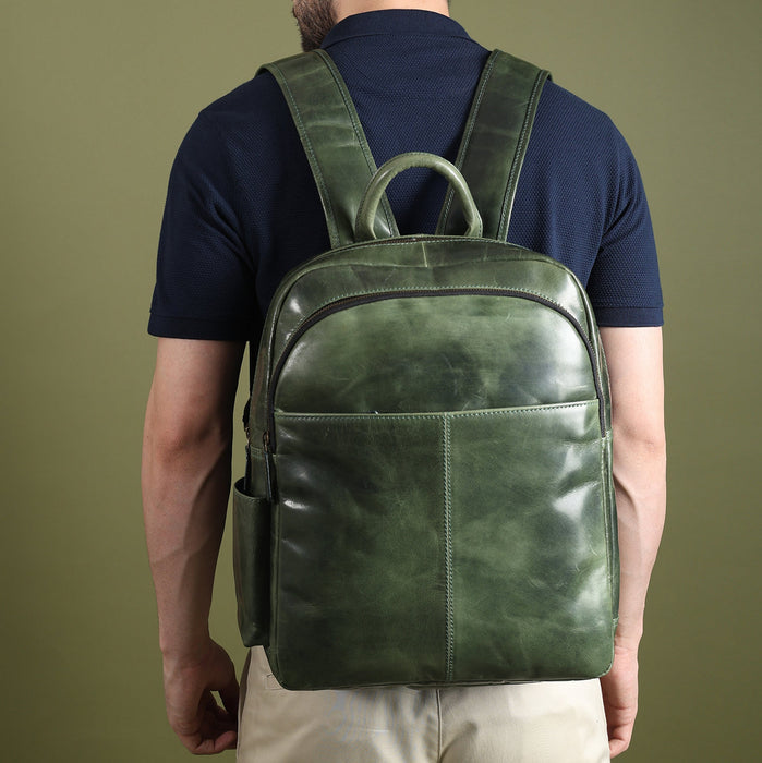 Luxury Italian Leather Backpack, Green - Osadia Concept Store
