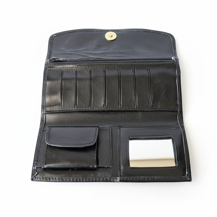 Leather Western Clutch - Black Flower