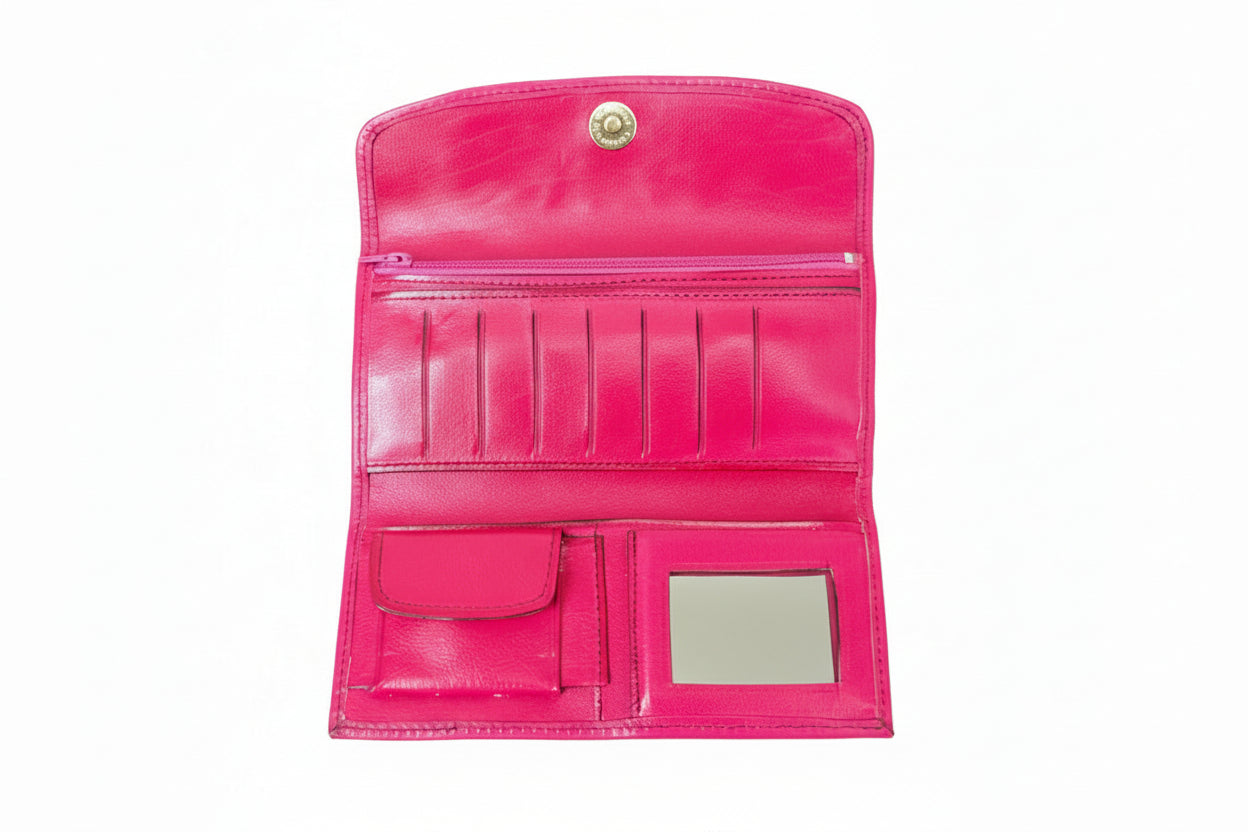 Leather Western Clutch - Pink Flower