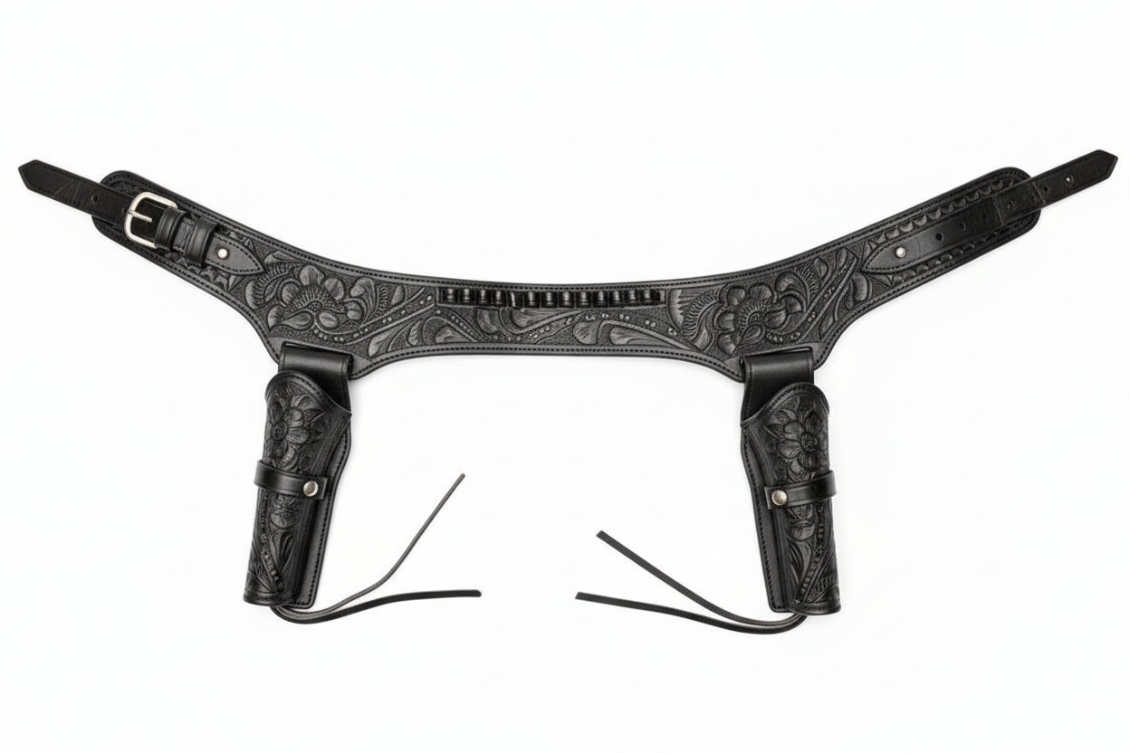 Double Western Holster & Belt 22 Cal - Black