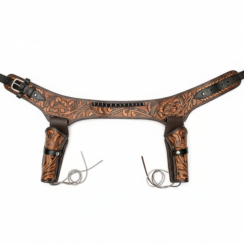 Double Western Holster & Belt .38 .357 Cal - Brown