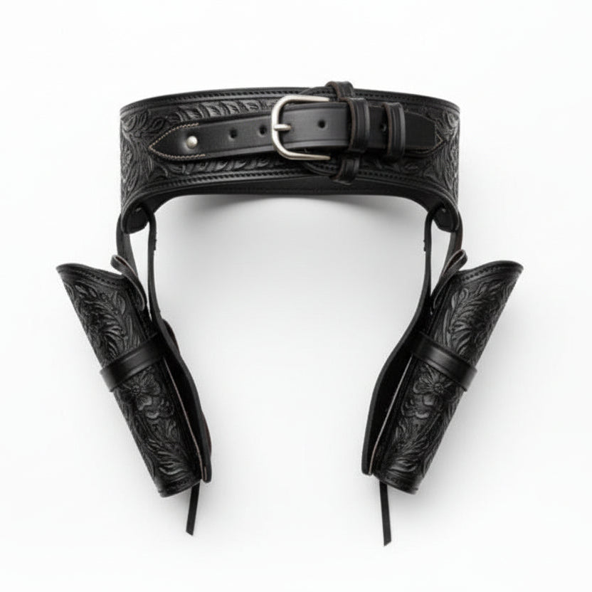 Double Western Holster & Belt 22 Cal - Black