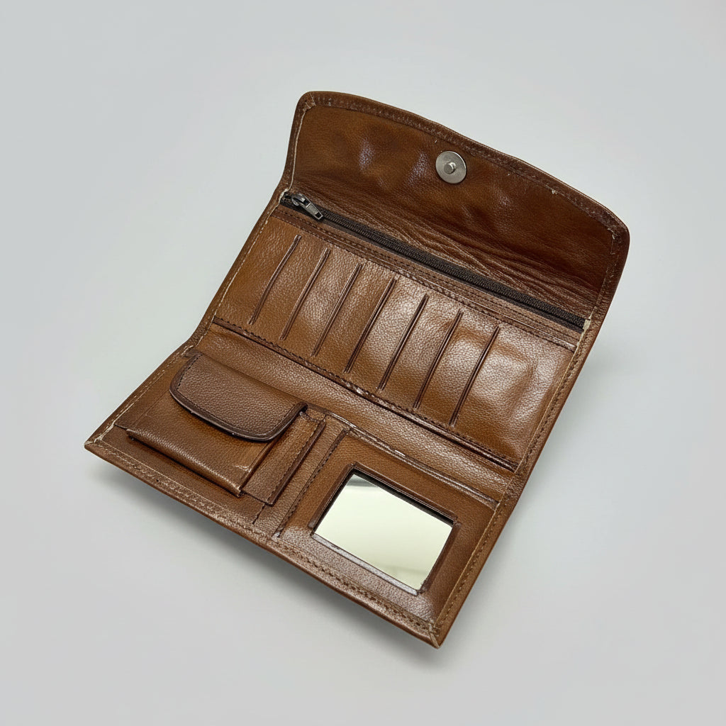 Leather Western Clutch - Brown Flower