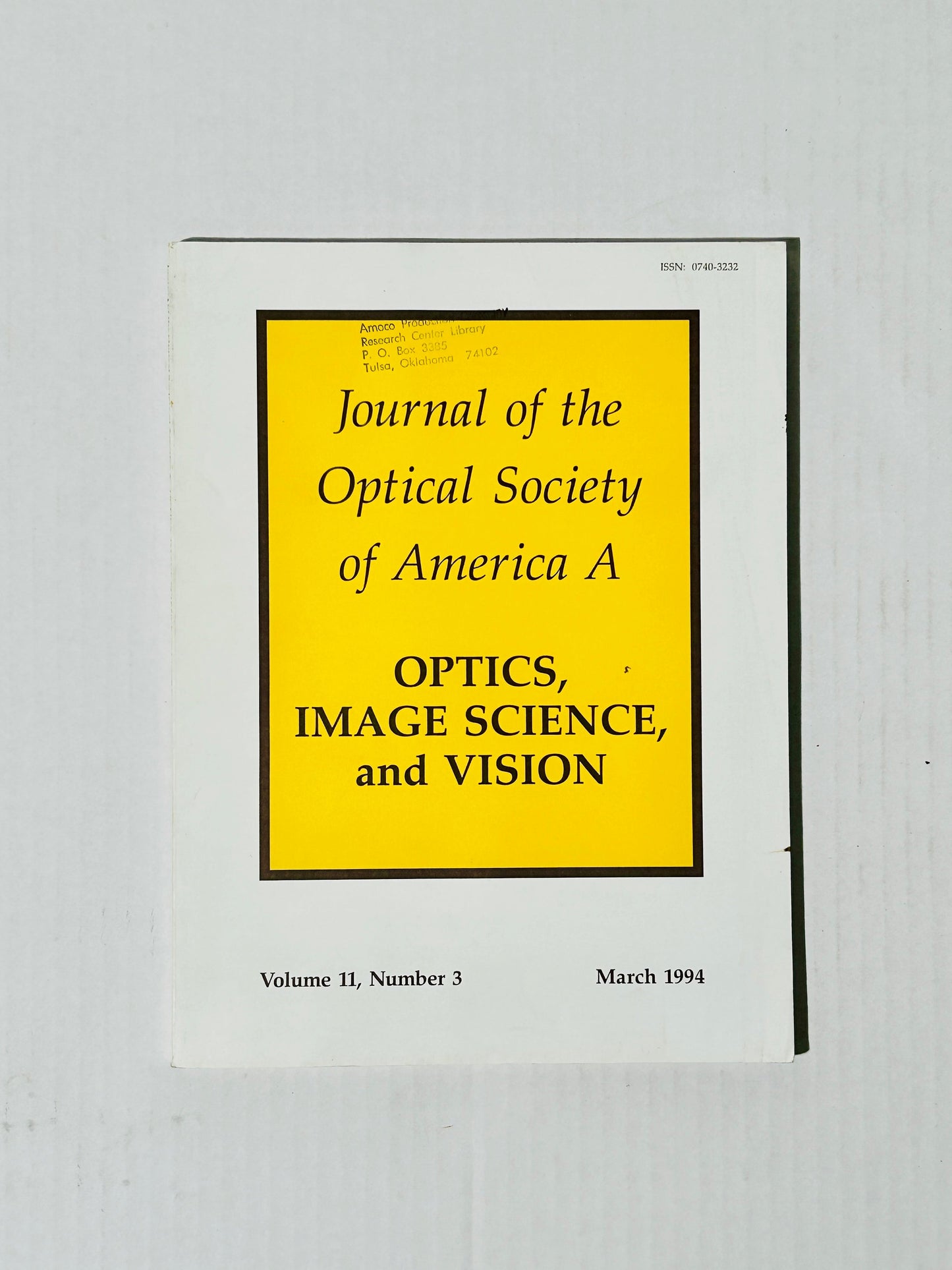 Journal of the Optical Society of America A: Optics, Image Science, and Vision