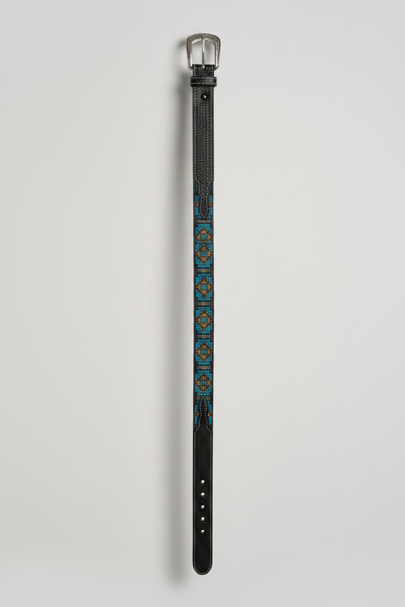 Turquoise Diamond Leather Cowboy Belt