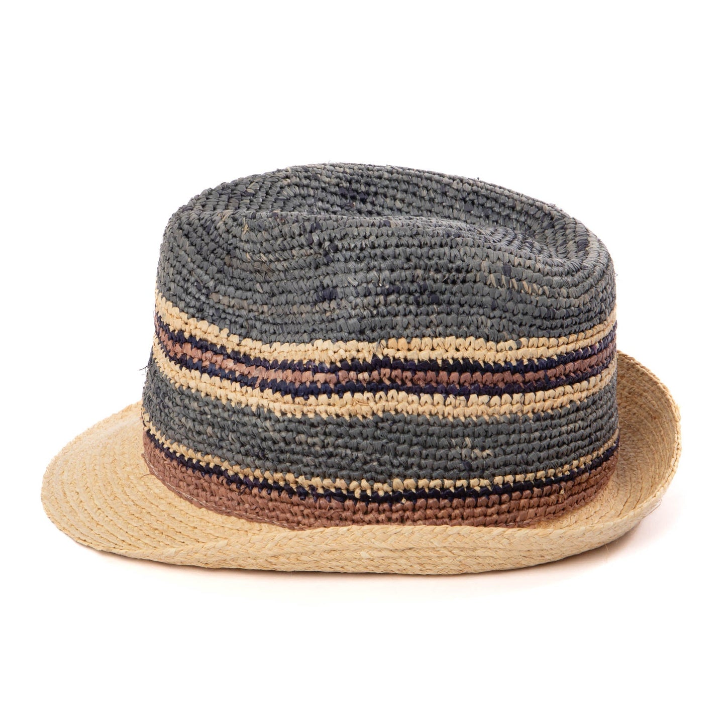 Men's Crochet Braided Raffia Stingy Brim Fedora