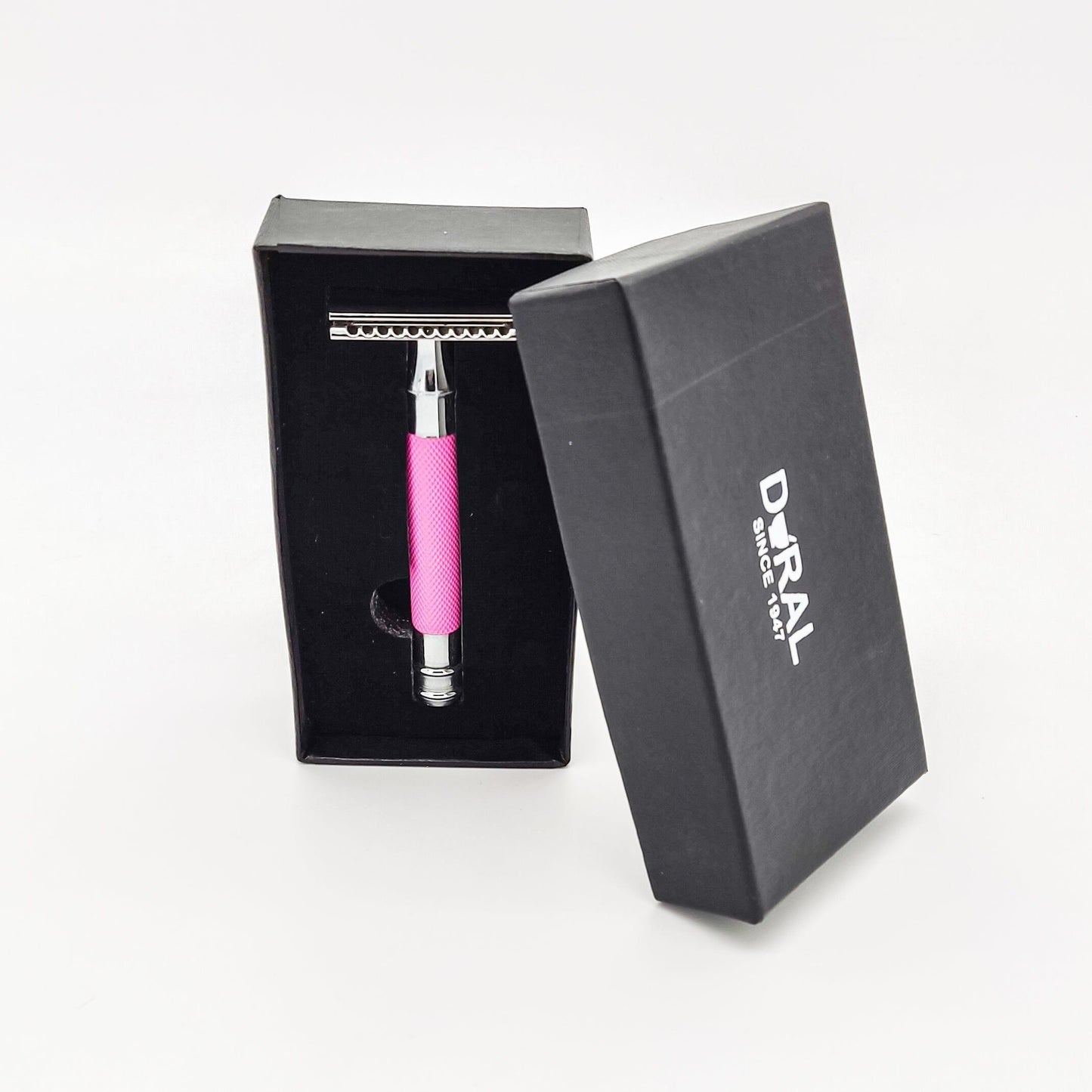 Dural Heavy Stroud Head Double Edge Safety Razor Duty Pink/Black + Pouch