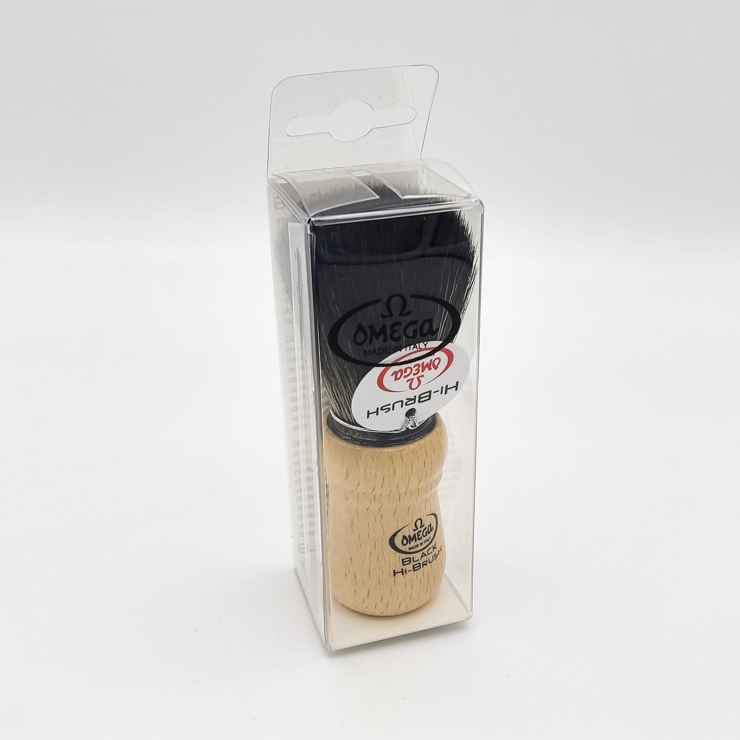 Omega Synthetic Fiber Beard Brush 196228 Beech Wood Handle