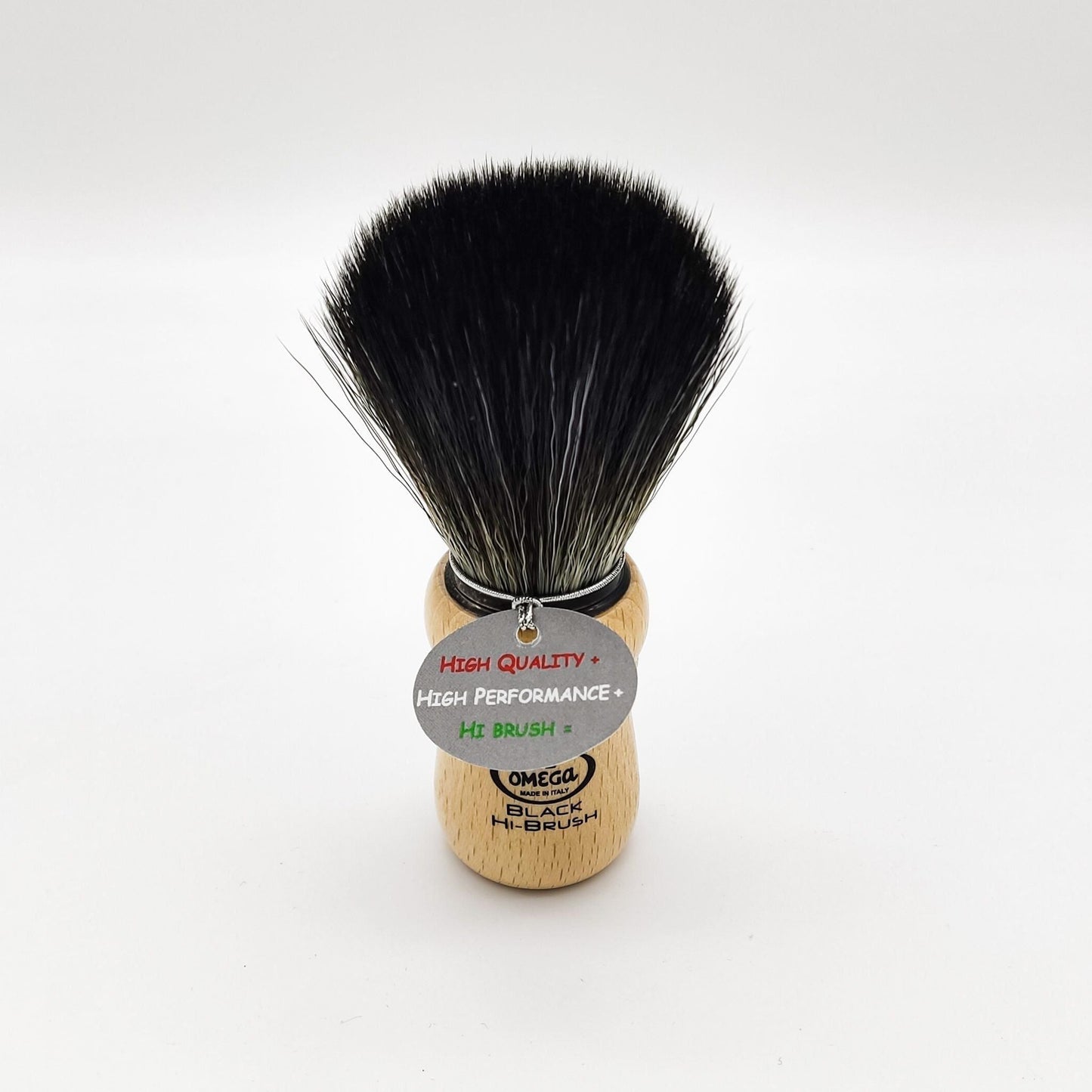 Omega Synthetic Fiber Beard Brush 196228 Beech Wood Handle