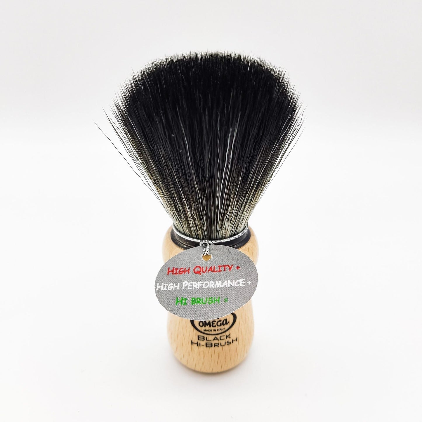 Omega Synthetic Fiber Beard Brush 196228 Beech Wood Handle