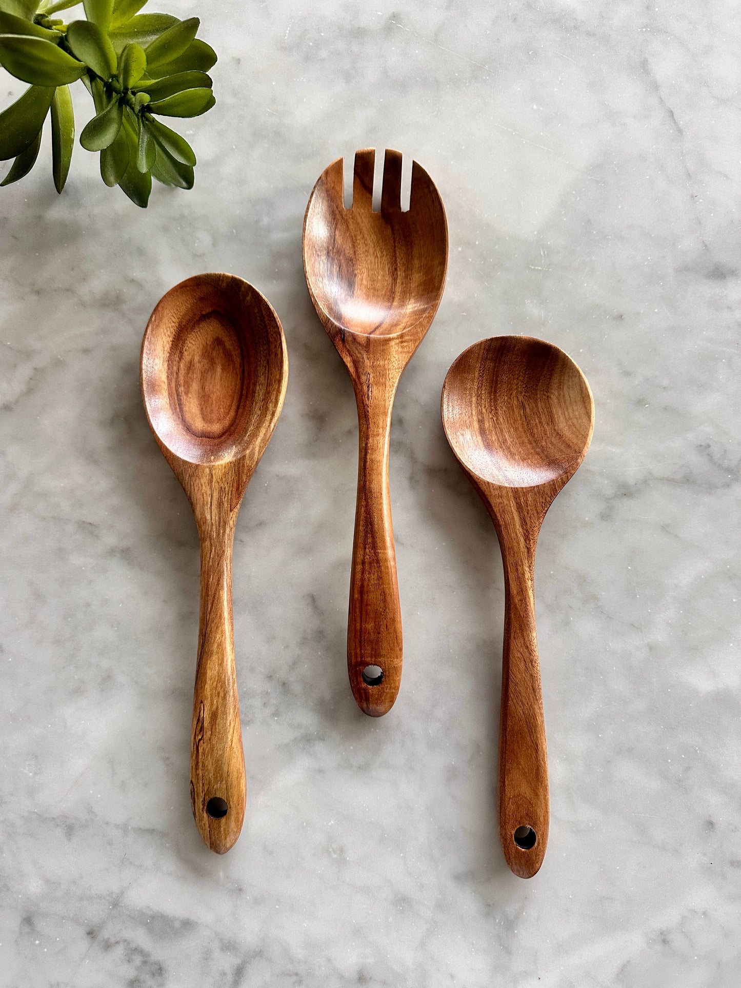 Teak Wooden Salad Spoons, Set of 3 - Osadia Concept Store