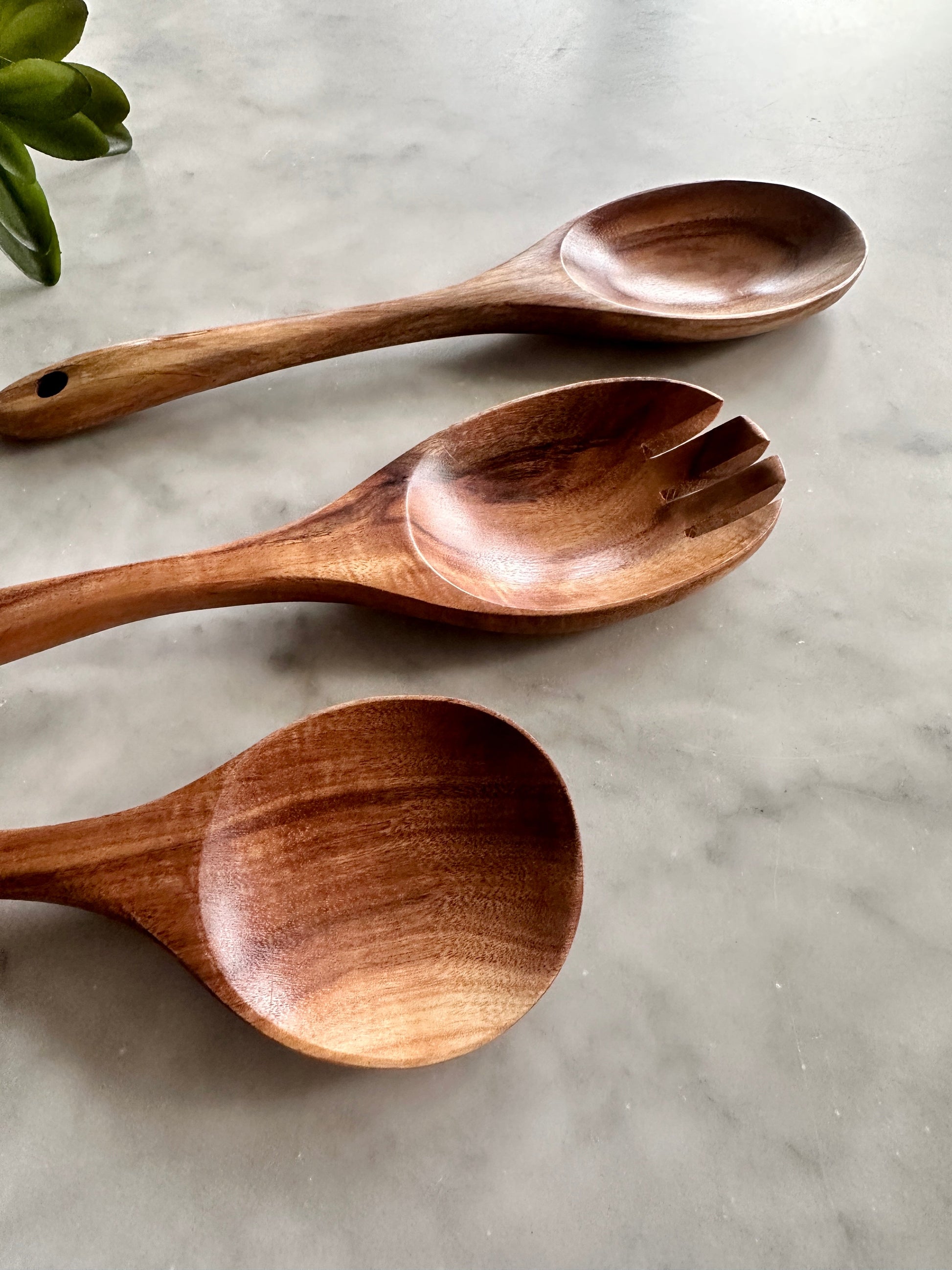 Teak Wooden Salad Spoons, Set of 3 - Osadia Concept Store