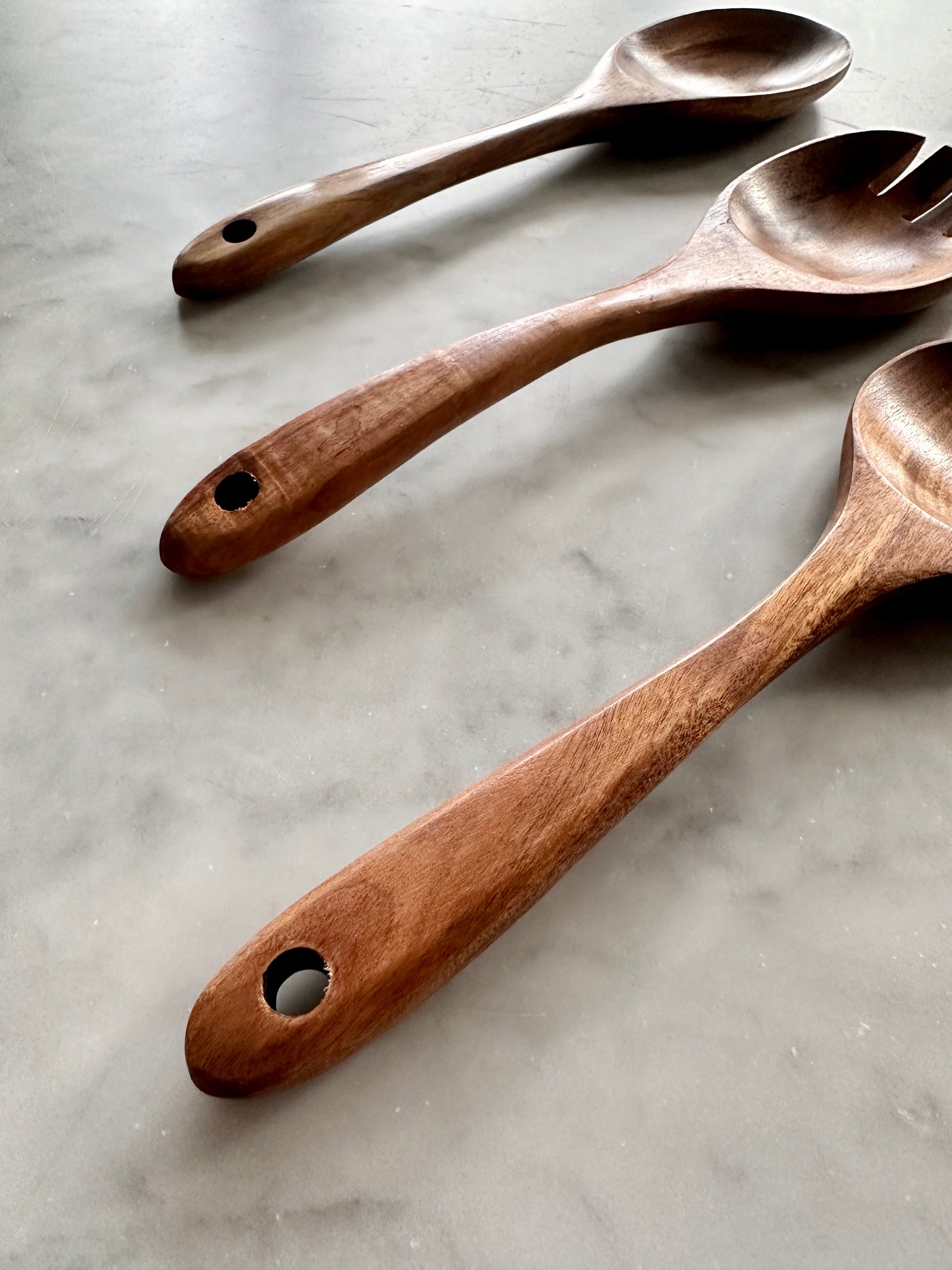 Teak Wooden Salad Spoons, Set of 3 - Osadia Concept Store