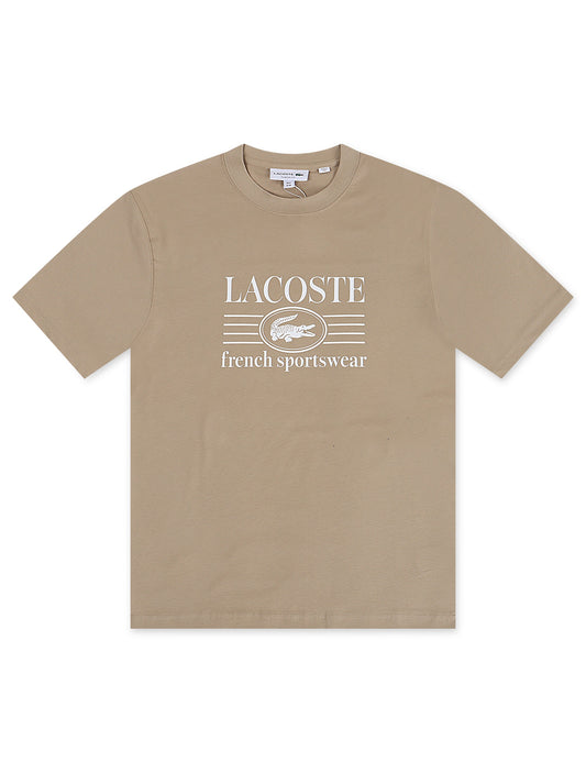 Lacoste Classic Fit Cotton Print Jersey Tee - Taupe