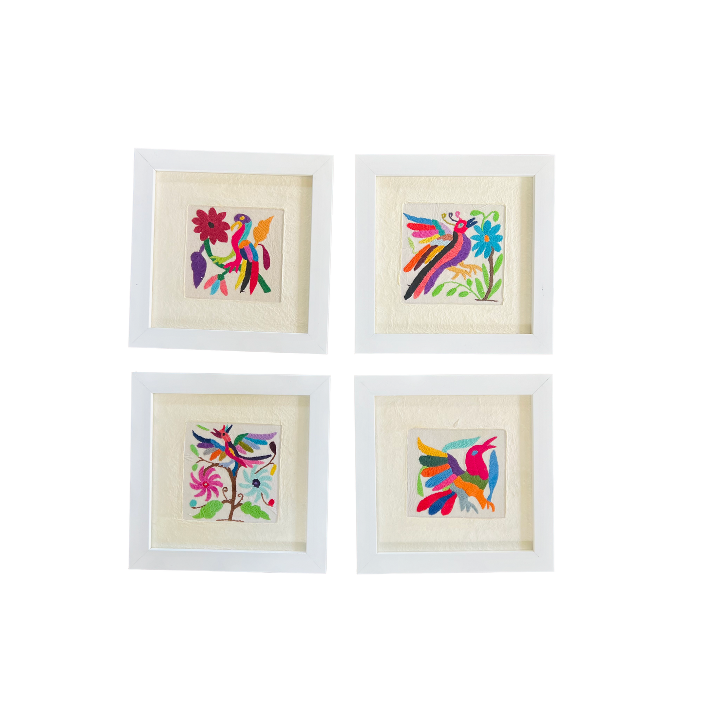 Otomí Amate Embroidered Assorted Art Textile Wall Decor Unframed - Mexico