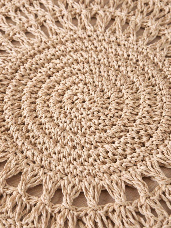 Handcrafted Natural Jute Placemat | 15” Round Scalloped Woven Placemat