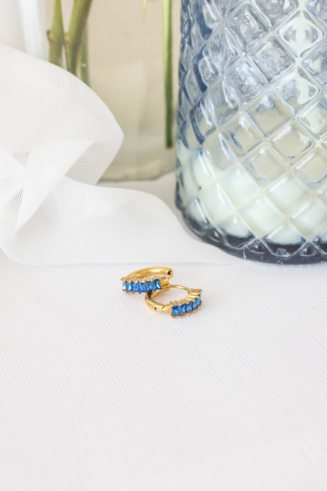 Diamond Hoop in Blue